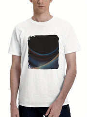 Abstract Artistry In Motion 180G 100% Cotton Printed Round Neck Short-Sleeve T-Shirt, Gifts for Men Dad Husband Grandpa, S-XXXL, White