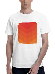 Abstract Bright Orange 180G 100% Cotton Printed Round Neck Short-Sleeve T-Shirt, Gifts for Men Dad Husband Grandpa, S-XXXL, White