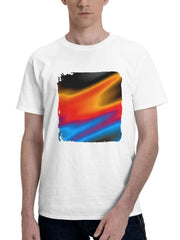 Abstract Color Flames 180G 100% Cotton Printed Round Neck Short-Sleeve T-Shirt, Gifts for Men Dad Husband Grandpa, S-XXXL, White