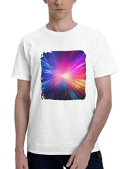 Abstract Colorful Light Years 180G 100% Cotton Printed Round Neck Short-Sleeve T-Shirt, Gifts for Men Dad Husband Grandpa, S-XXXL, White
