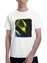 Abstract Cubes Shapes Glowing 180G 100% Cotton Printed Round Neck Short-Sleeve T-Shirt, Gifts for Men Dad Husband Grandpa, S-XXXL, White