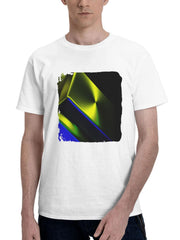 Abstract Cubes Shapes Glowing 180G 100% Cotton Printed Round Neck Short-Sleeve T-Shirt, Gifts for Men Dad Husband Grandpa, S-XXXL, White