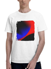 Abstract Dark Red Blue 180G 100% Cotton Printed Round Neck Short-Sleeve T-Shirt, Gifts for Men Dad Husband Grandpa, S-XXXL, White