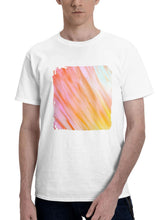 Abstract Dillusion Circle 180G 100% Cotton Printed Round Neck Short-Sleeve T-Shirt, Gifts for Men Dad Husband Grandpa, S-XXXL, White