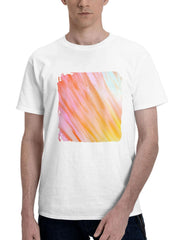 Abstract Dillusion Circle 180G 100% Cotton Printed Round Neck Short-Sleeve T-Shirt, Gifts for Men Dad Husband Grandpa, S-XXXL, White