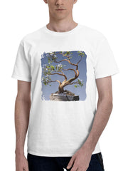 Bonsai Tree 180G 100% Cotton Printed Round Neck Short-Sleeve T-Shirt, Gifts for Men Dad Husband Grandpa, S-XXXL, White