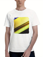 Abstract Gradient Design 180G 100% Cotton Printed Round Neck Short-Sleeve T-Shirt, Gifts for Men Dad Husband Grandpa, S-XXXL, White