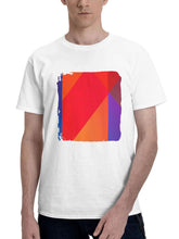 Abstract Gradient Geometric 180G 100% Cotton Printed Round Neck Short-Sleeve T-Shirt, Gifts for Men Dad Husband Grandpa, S-XXXL, White