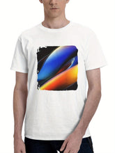 Abstract Gradient Symphony 180G 100% Cotton Printed Round Neck Short-Sleeve T-Shirt, Gifts for Men Dad Husband Grandpa, S-XXXL, White