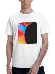 Abstract Hole 180G 100% Cotton Printed Round Neck Short-Sleeve T-Shirt, Gifts for Men Dad Husband Grandpa, S-XXXL, White