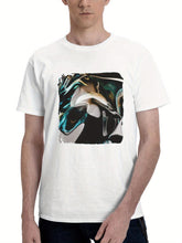 Abstract Green Glass 180G 100% Cotton Printed Round Neck Short-Sleeve T-Shirt, Gifts for Men Dad Husband Grandpa, S-XXXL, White