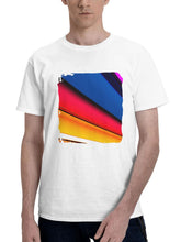 Abstract Lines Digital 180G 100% Cotton Printed Round Neck Short-Sleeve T-Shirt, Gifts for Men Dad Husband Grandpa, S-XXXL, White