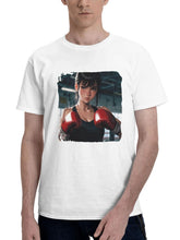 Boxing Anime Girl 180G 100% Cotton Printed Round Neck Short-Sleeve T-Shirt, Gifts for Men Dad Husband Grandpa, S-XXXL, White