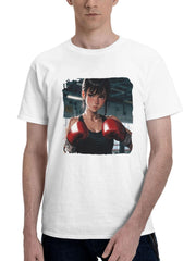 Boxing Anime Girl 180G 100% Cotton Printed Round Neck Short-Sleeve T-Shirt, Gifts for Men Dad Husband Grandpa, S-XXXL, White