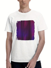 Abstract Purple Layers 180G 100% Cotton Printed Round Neck Short-Sleeve T-Shirt, Gifts for Men Dad Husband Grandpa, S-XXXL, White