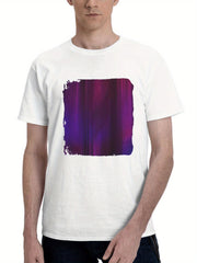 Abstract Purple Layers 180G 100% Cotton Printed Round Neck Short-Sleeve T-Shirt, Gifts for Men Dad Husband Grandpa, S-XXXL, White