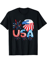 4Th Of July Patriotic Veterans Usa Flag Bald Eagle T-Shirt 180G 100% Cotton Printed Round Neck Short-Sleeve T-Shirt, Gifts for Men Dad Husband Grandpa, S-XXXL, Black