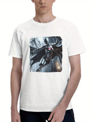 Batwoman Warrior 180G 100% Cotton Printed Round Neck Short-Sleeve T-Shirt, Gifts for Men Dad Husband Grandpa, S-XXXL, White