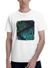 Abstract Wall 180G 100% Cotton Printed Round Neck Short-Sleeve T-Shirt, Gifts for Men Dad Husband Grandpa, S-XXXL, White