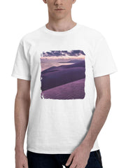Beach Dunes 180G 100% Cotton Printed Round Neck Short-Sleeve T-Shirt, Gifts for Men Dad Husband Grandpa, S-XXXL, White
