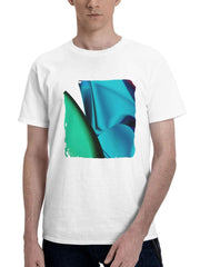 Abstract White Glass 3d Shapes 180G 100% Cotton Printed Round Neck Short-Sleeve T-Shirt, Gifts for Men Dad Husband Grandpa, S-XXXL, White