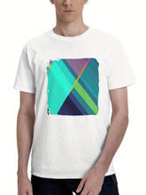 Abstract Windows And Lines 180G 100% Cotton Printed Round Neck Short-Sleeve T-Shirt, Gifts for Men Dad Husband Grandpa, S-XXXL, White