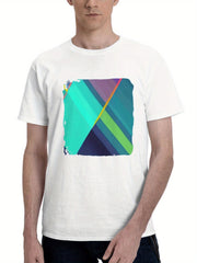 Abstract Windows And Lines 180G 100% Cotton Printed Round Neck Short-Sleeve T-Shirt, Gifts for Men Dad Husband Grandpa, S-XXXL, White