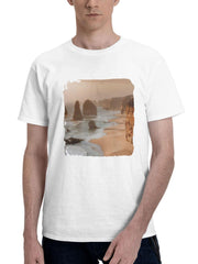 Beach Journal 180G 100% Cotton Printed Round Neck Short-Sleeve T-Shirt, Gifts for Men Dad Husband Grandpa, S-XXXL, White