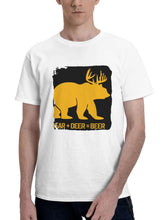Bear And Deer 180G 100% Cotton Printed Round Neck Short-Sleeve T-Shirt, Gifts for Men Dad Husband Grandpa, S-XXXL, White