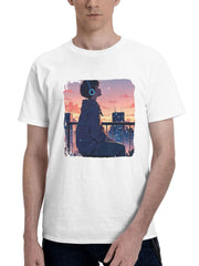 Calming Myself With Music 180G 100% Cotton Printed Round Neck Short-Sleeve T-Shirt, Gifts for Men Dad Husband Grandpa, S-XXXL, White