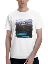 Canada Mountains Lake O Hara Clouds 180G 100% Cotton Printed Round Neck Short-Sleeve T-Shirt, Gifts for Men Dad Husband Grandpa, S-XXXL, White