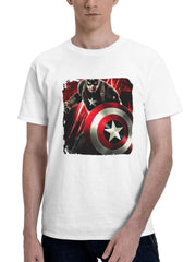 Captain America The Infinity Saga 180G 100% Cotton Printed Round Neck Short-Sleeve T-Shirt, Gifts for Men Dad Husband Grandpa, S-XXXL, White