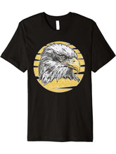 Bald Eagle Moon American National Animal Patriotic Freedom Premium T-Shirt 180G 100% Cotton Printed Round Neck Short-Sleeve T-Shirt, Gifts for Men Dad Husband Grandpa, S-XXXL, Black