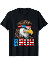 4th of July 2024 Bald Eagle American Flag Bruh Men Boys Boy Girl T-Shirt 180G 100% Cotton Printed Round Neck Short-Sleeve T-Shirt, Gifts for Men Dad Husband Grandpa, S-XXXL, Black