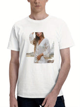 Carlota 180G 100% Cotton Printed Round Neck Short-Sleeve T-Shirt, Gifts for Men Dad Husband Grandpa, S-XXXL, White