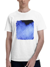 Blue Color Flow Abstraction 180G 100% Cotton Printed Round Neck Short-Sleeve T-Shirt, Gifts for Men Dad Husband Grandpa, S-XXXL, White