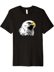 American Bald Eagle novelty Patriotic Bald Eagle Premium T-Shirt 180G 100% Cotton Printed Round Neck Short-Sleeve T-Shirt, Gifts for Men Dad Husband Grandpa, S-XXXL, Black