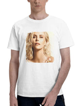 Charlize Theron 180G 100% Cotton Printed Round Neck Short-Sleeve T-Shirt, Gifts for Men Dad Husband Grandpa, S-XXXL, White