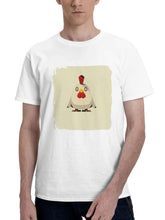 Chicken Minimal 180G 100% Cotton Printed Round Neck Short-Sleeve T-Shirt, Gifts for Men Dad Husband Grandpa, S-XXXL, White