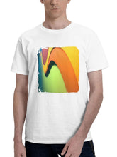 Chromatic Abstraction Symphony 180G 100% Cotton Printed Round Neck Short-Sleeve T-Shirt, Gifts for Men Dad Husband Grandpa, S-XXXL, White