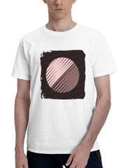 Circle Waveform Abstract Es 180G 100% Cotton Printed Round Neck Short-Sleeve T-Shirt, Gifts for Men Dad Husband Grandpa, S-XXXL, White