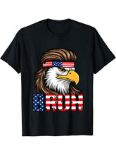4th of July 2024 Bald Eagle American Flag Bruh Men Boys Boy Girl T-Shirt 180G 100% Cotton Printed Round Neck Short-Sleeve T-Shirt, Gifts for Men Dad Husband Grandpa, S-XXXL, Black