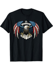 Bold Patriotic Bald Eagle "End Of an Error" Graphic USA Flag T-Shirt 180G 100% Cotton Printed Round Neck Short-Sleeve T-Shirt, Gifts for Men Dad Husband Grandpa, S-XXXL, Black