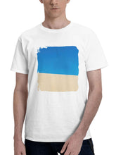 Clear Sky Desert Blue 180G 100% Cotton Printed Round Neck Short-Sleeve T-Shirt, Gifts for Men Dad Husband Grandpa, S-XXXL, White