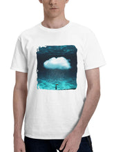 Cloud Raindrops A Girl And Her Umbrella 180G 100% Cotton Printed Round Neck Short-Sleeve T-Shirt, Gifts for Men Dad Husband Grandpa, S-XXXL, White