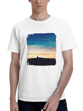 Clouds Sky Dawn Dask 180G 100% Cotton Printed Round Neck Short-Sleeve T-Shirt, Gifts for Men Dad Husband Grandpa, S-XXXL, White