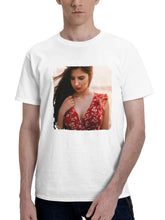 Beautiful Girl Long Hairs Looking Down 180G 100% Cotton Printed Round Neck Short-Sleeve T-Shirt, Gifts for Men Dad Husband Grandpa, S-XXXL, White