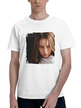 Beautiful Girl Looking Down 180G 100% Cotton Printed Round Neck Short-Sleeve T-Shirt, Gifts for Men Dad Husband Grandpa, S-XXXL, White