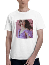 Beautiful Girl With Flowing Hair 180G 100% Cotton Printed Round Neck Short-Sleeve T-Shirt, Gifts for Men Dad Husband Grandpa, S-XXXL, White