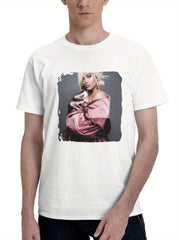 Bebe Rexha 2023 180G 100% Cotton Printed Round Neck Short-Sleeve T-Shirt, Gifts for Men Dad Husband Grandpa, S-XXXL, White